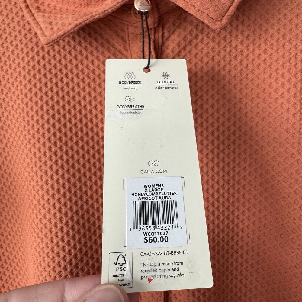 NWT Calia XLarge Orange Ruffle Cap Sleeve Waffle Knit Polo Golf Athletic Top - Picture 4 of 5
